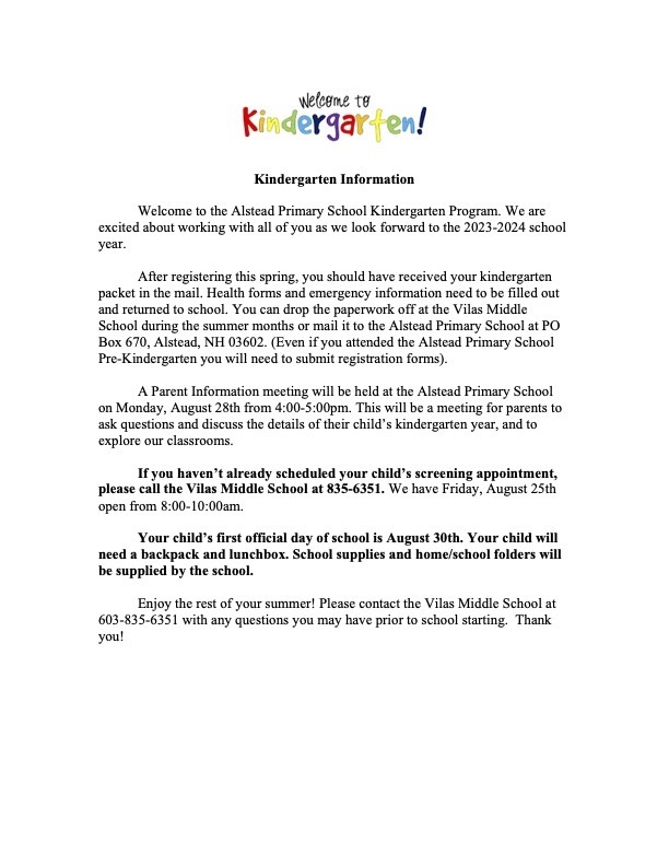 Kindergarten Information