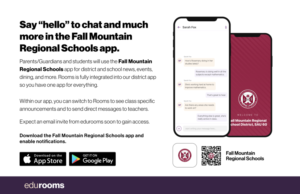 Say "hello" to chat and much more in the Fall Mountain Regional Schools app